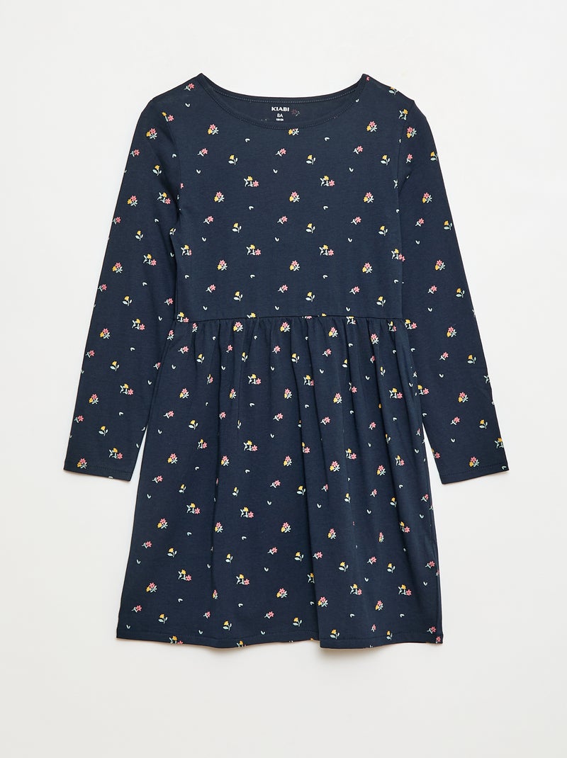 Robe en coton à motif Bleu - Kiabi