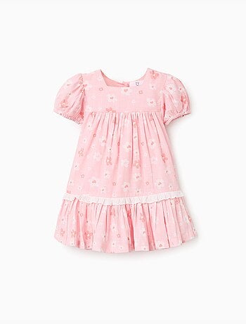 Robe en coton à motif floral et manches ballon