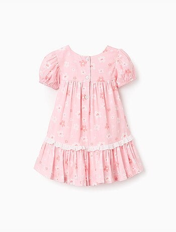 Robe en coton à motif floral et manches ballon