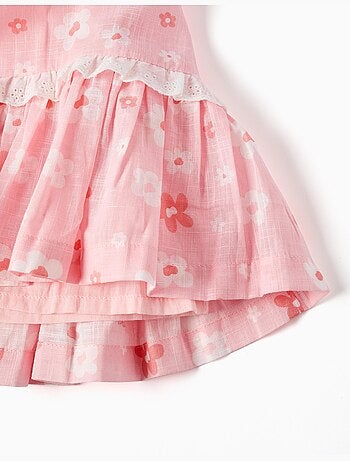 Robe en coton à motif floral et manches ballon