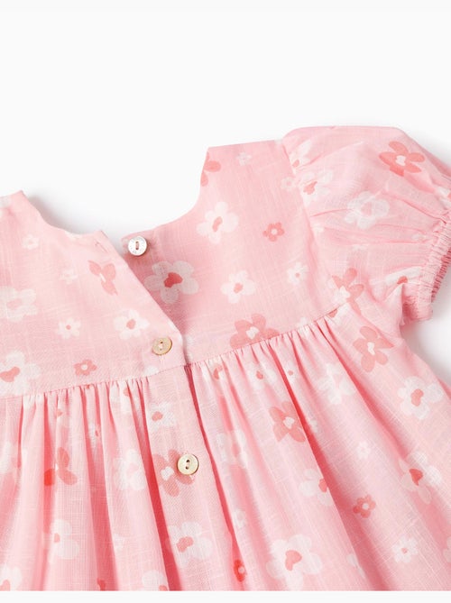 Robe en coton à motif floral et manches ballon - Kiabi