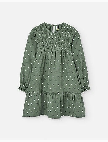 Robe en coton à motif floral et manches bouffantes