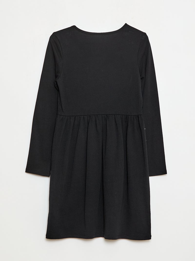 Robe en coton à motif Noir - Kiabi