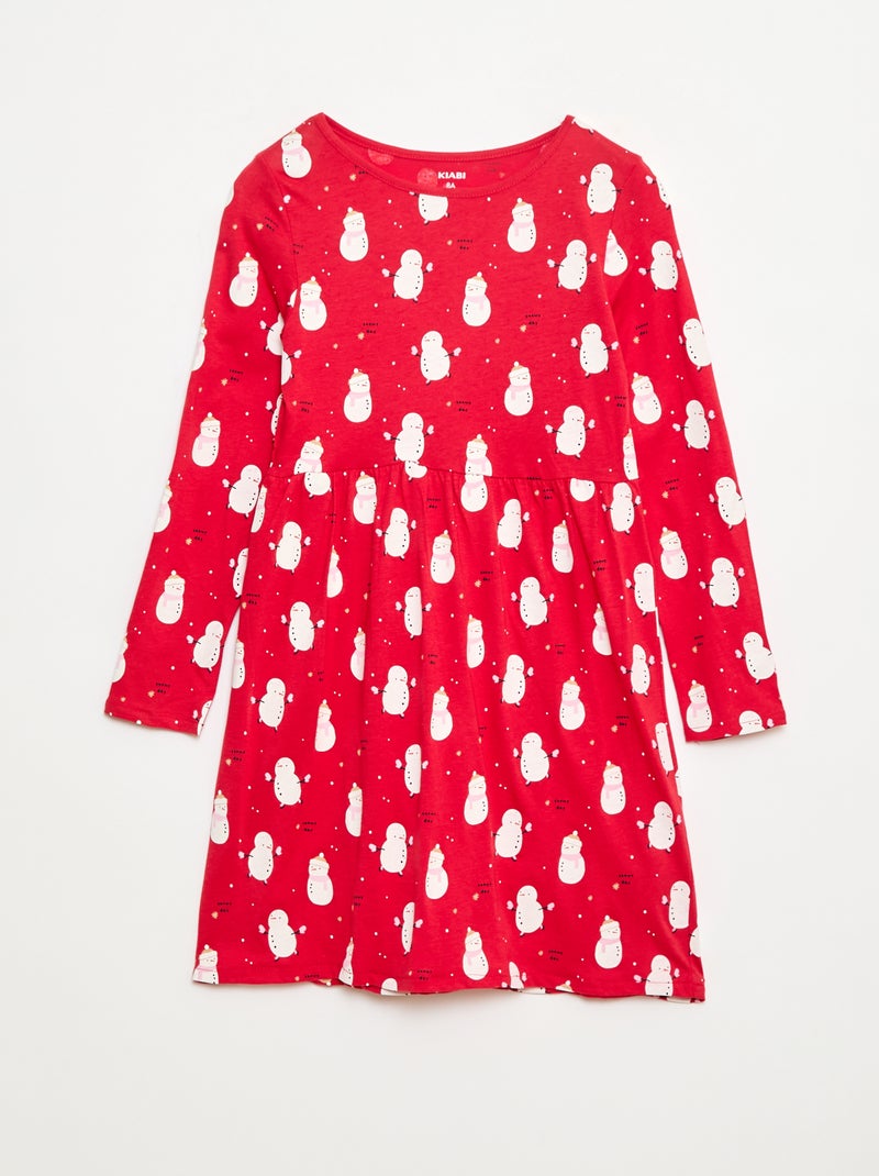 Robe en coton à motif Rouge - Kiabi