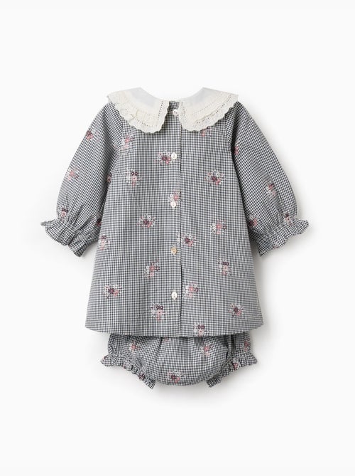 Robe en coton à motif vichy et imprimé floral - Kiabi Robe en coton à motif vichy et imprimé floral - Kiabi