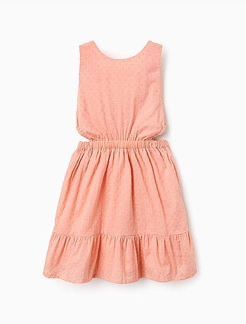 Robe en coton à pois suisses et découpes