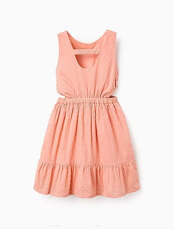 Robe en coton à pois suisses et découpes