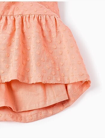 Robe en coton à pois suisses et découpes