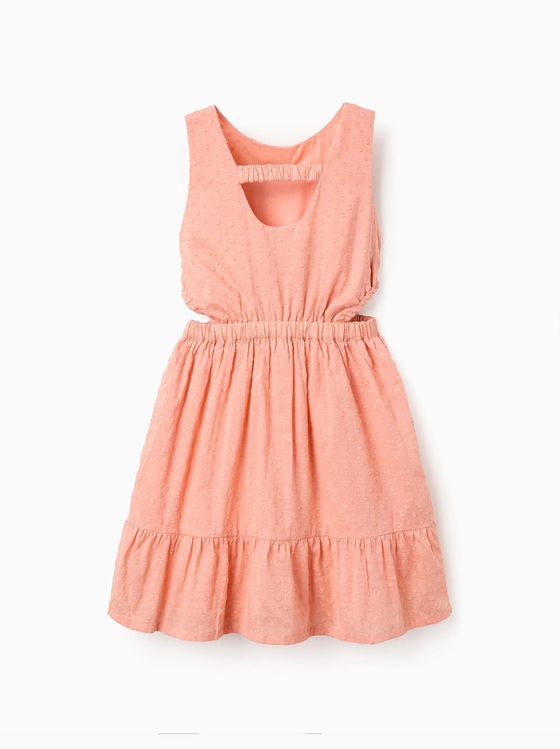 Robe en coton à pois suisses et découpes Orange clair - Kiabi