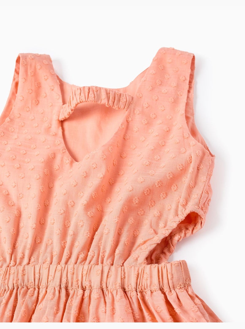 Robe en coton à pois suisses et découpes Orange clair - Kiabi
