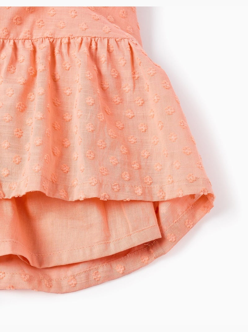 Robe en coton à pois suisses et découpes Orange clair - Kiabi
