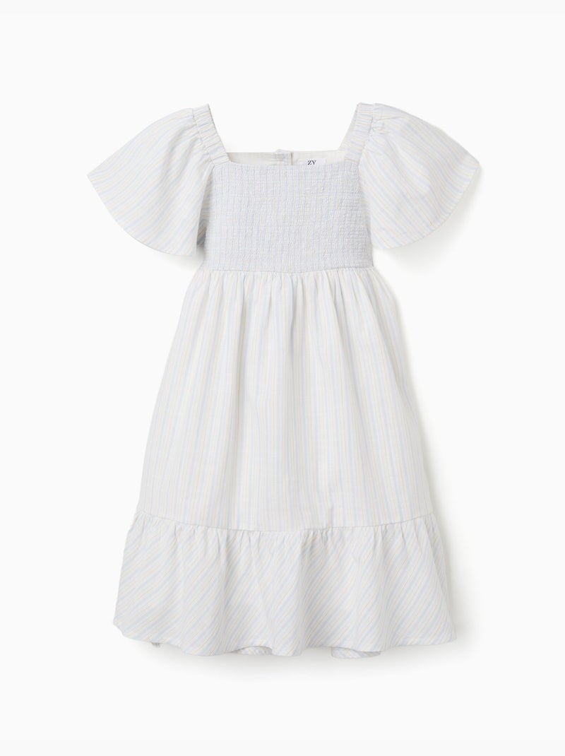 Robe en coton à rayures et doublure B&S Bleu clair - Kiabi
