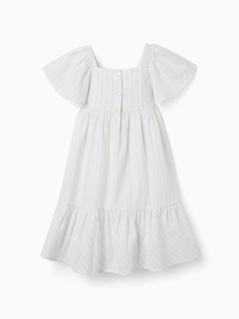 Robe en coton à rayures et doublure B&S Bleu clair - Kiabi