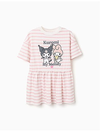 Robe en coton à rayures et imprimé Kuromi