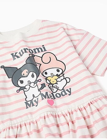 Robe en coton à rayures et imprimé Kuromi
