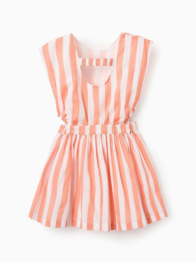 Robe en Coton à Rayures Orange - Kiabi