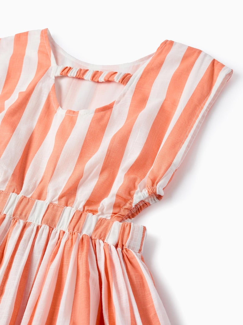 Robe en Coton à Rayures Orange - Kiabi