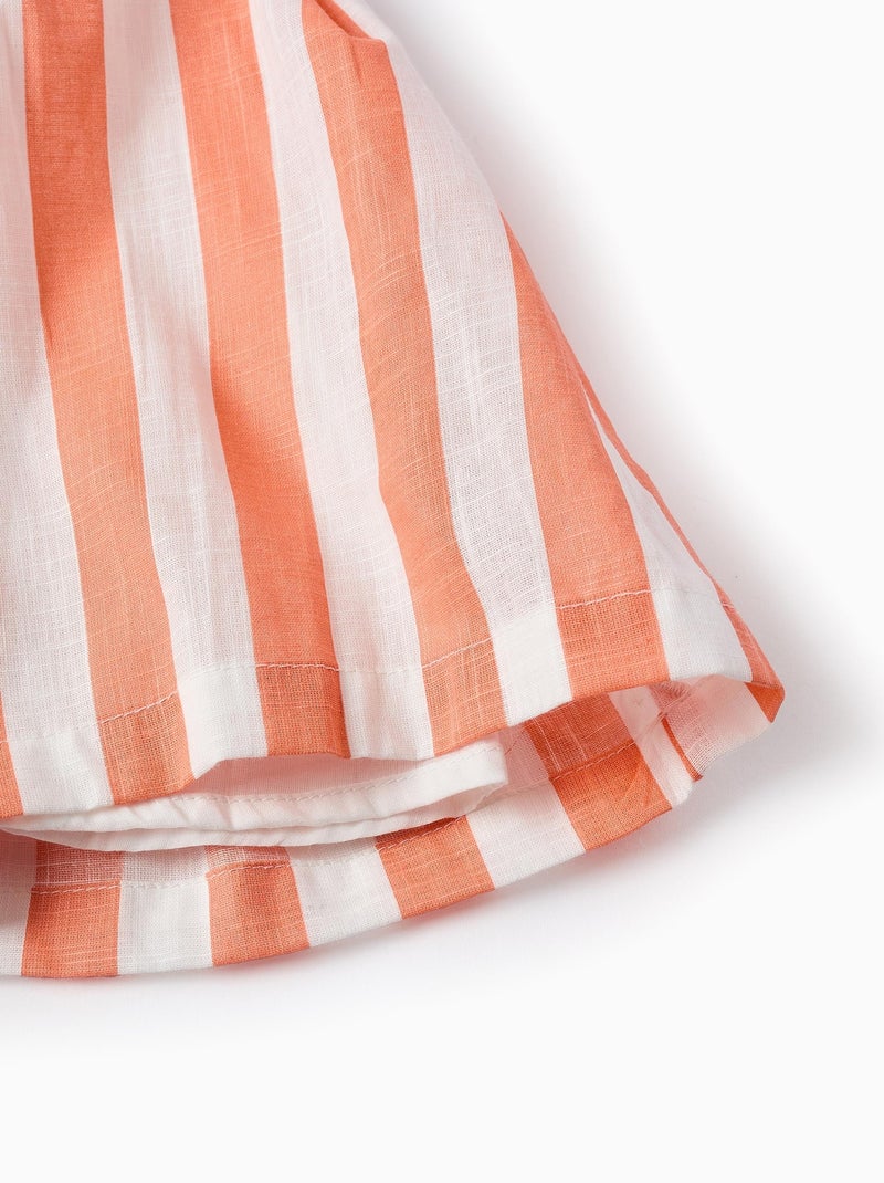Robe en Coton à Rayures Orange - Kiabi
