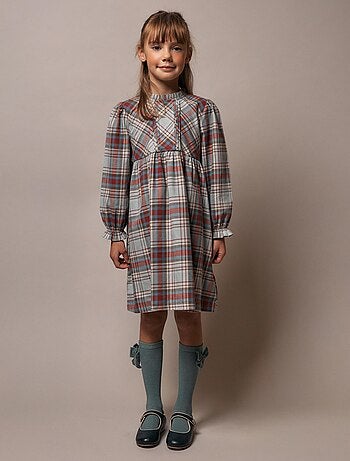 Robe en coton à volants et carreaux B&S