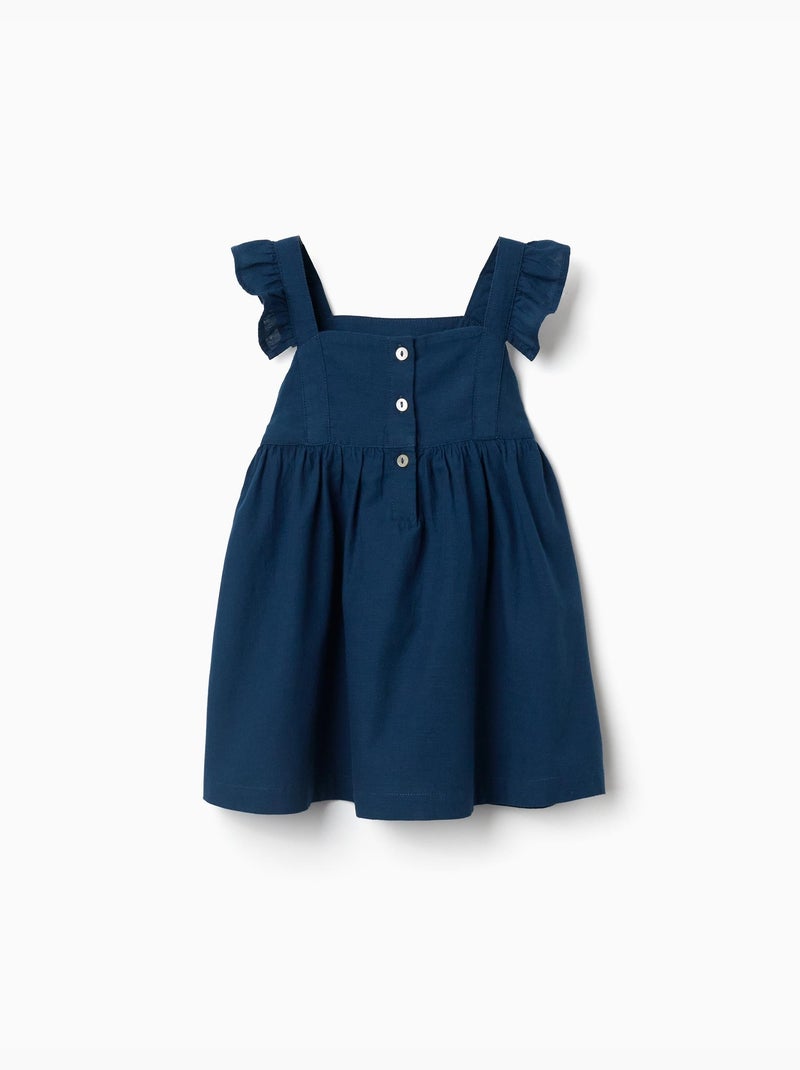 Robe en coton avec bretelles à volants You&Me Bleu Bleu - Kiabi