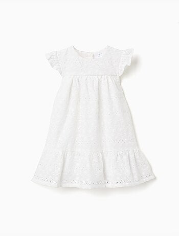 Robe en coton avec broderie anglaise et volants