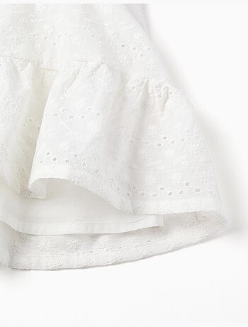 Robe en coton avec broderie anglaise et volants