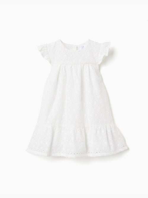 Robe en coton avec broderie anglaise et volants - Kiabi Robe en coton avec broderie anglaise et volants - Kiabi