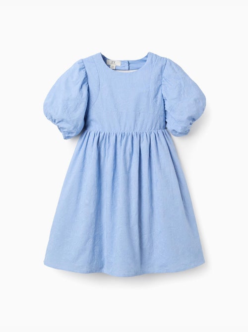 Robe en coton avec broderie et manches ballon - Kiabi