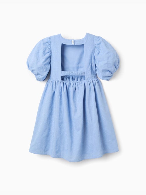 Robe en coton avec broderie et manches ballon - Kiabi