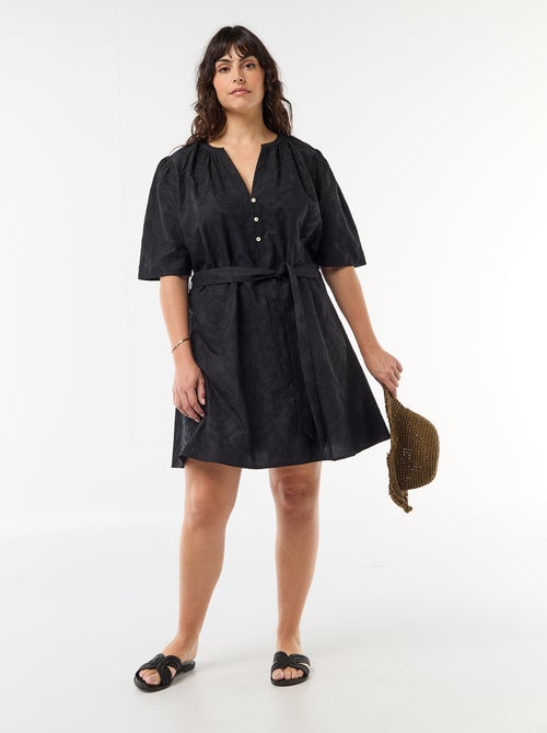 Robe en coton avec broderies anglaises - Kiabi