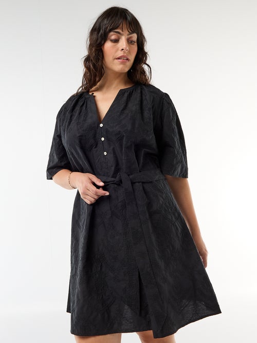 Robe en coton avec broderies anglaises - Kiabi