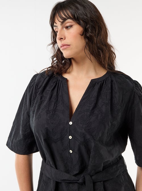 Robe en coton avec broderies anglaises - Kiabi