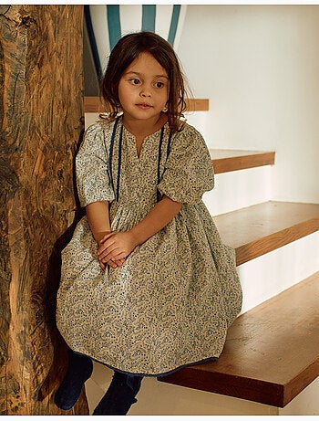 Robe en coton avec manches bouffantes et fleurs You&Me