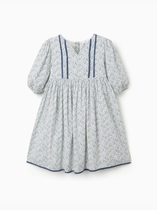Robe en coton avec manches bouffantes et fleurs You&Me - Kiabi