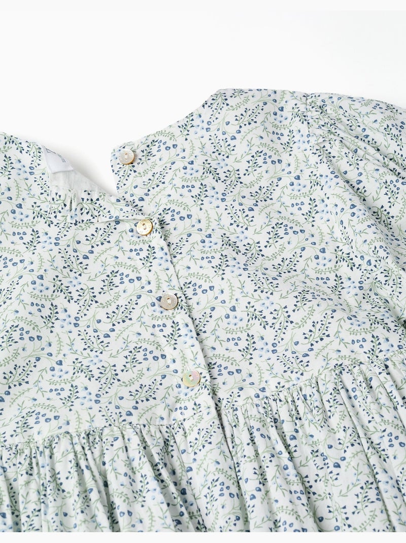 Robe en coton avec manches bouffantes et fleurs You&Me Beige clair - Kiabi