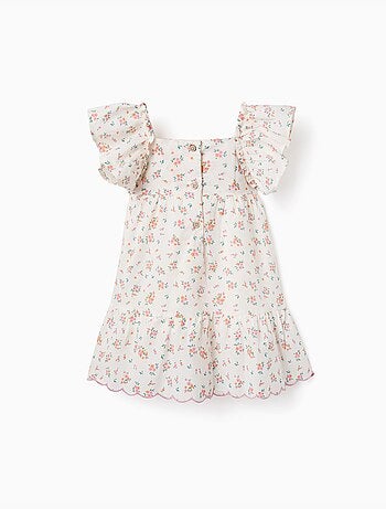 Robe en coton avec motif floral et volants