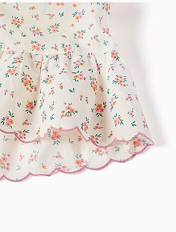 Robe en coton avec motif floral et volants