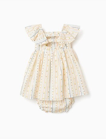 Robe en coton avec motif floral et volants