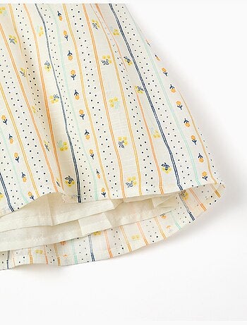 Robe en coton avec motif floral et volants