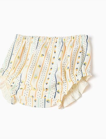 Robe en coton avec motif floral et volants