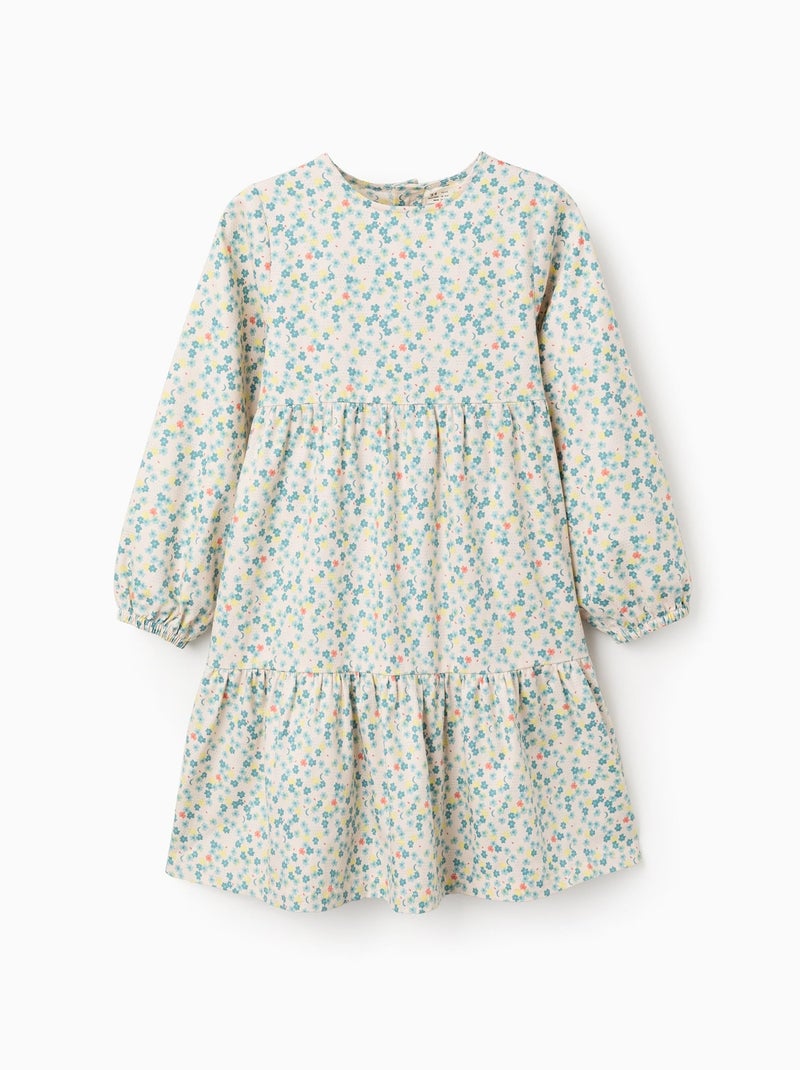Robe en coton avec motif floral Gris clair - Kiabi