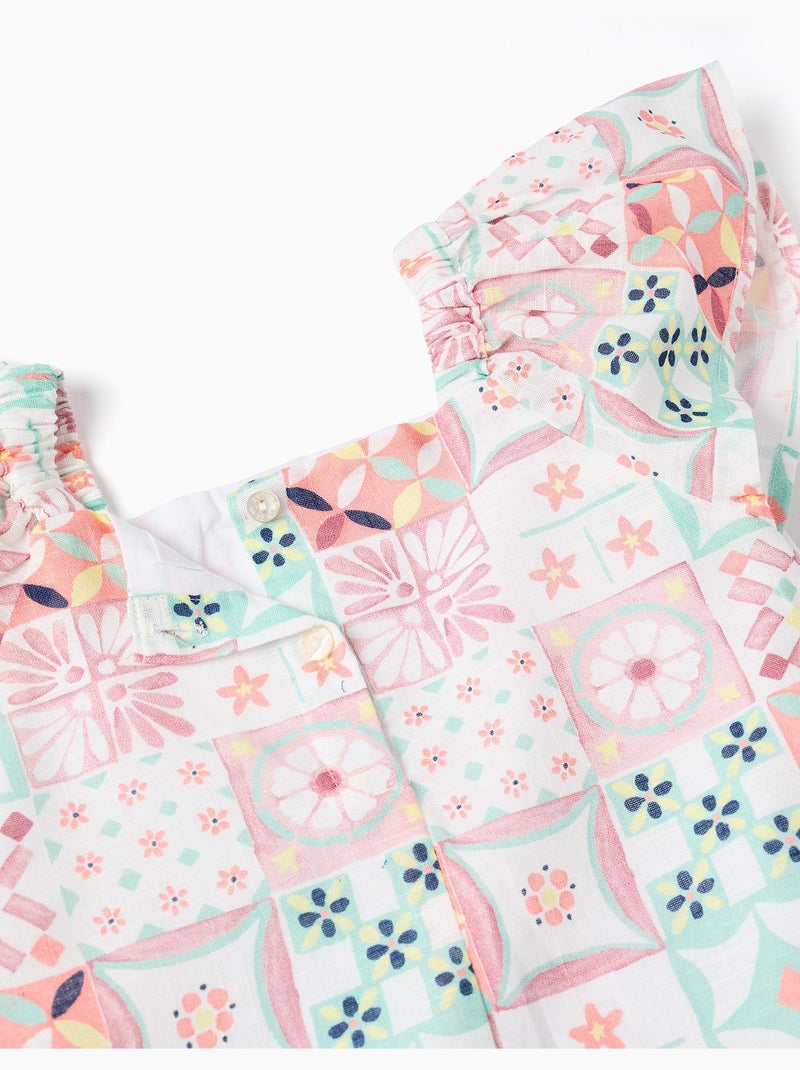 Robe en coton avec motif mosaïque Blanc - Kiabi