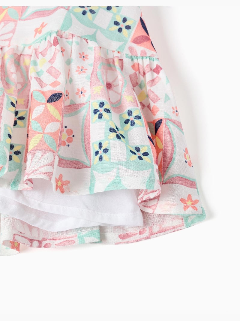 Robe en coton avec motif mosaïque Blanc - Kiabi