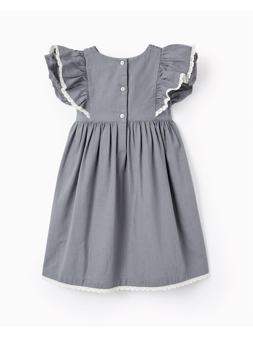 Robe T-shirt NEXT Fille 9 Ans - Coton Bleu, Col Rond, Boutons, Longueur Genou