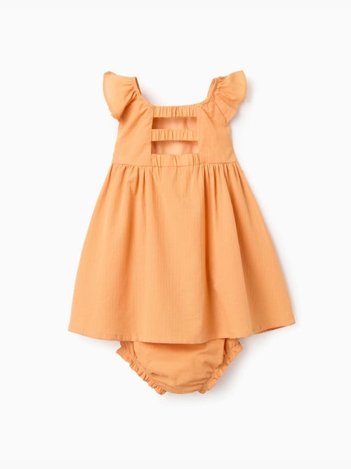 Robe en coton avec volants et doublure - Kiabi