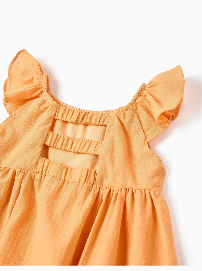 Robe en coton avec volants et doublure Jaune foncé - Kiabi