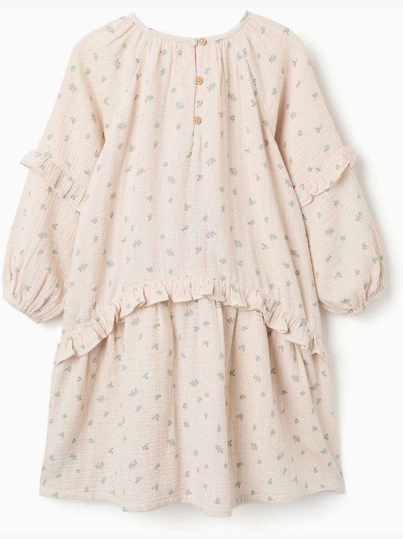 Robe en coton bambula à motif floral B&S Beige - Kiabi