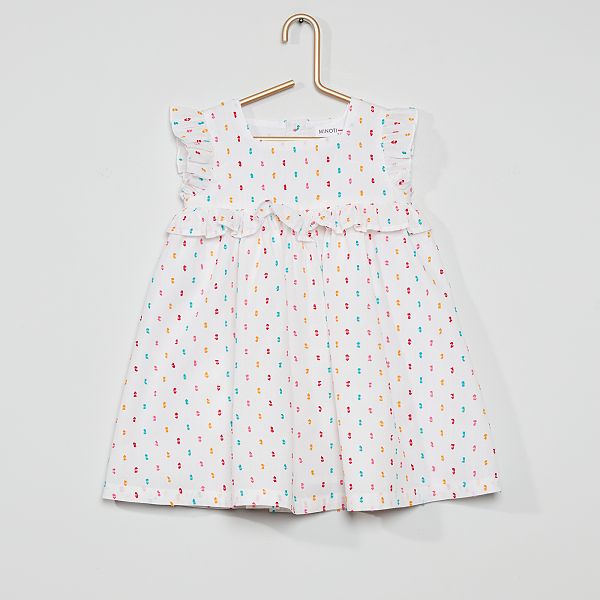 Robe En Coton Bebe Fille Blanc Kiabi 9 10 Robe En Coton Bebe Fille Blanc Kiabi 9 10