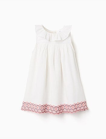 Robe en coton et lin à broderie anglaise