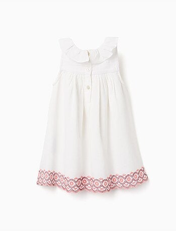 Robe en coton et lin à broderie anglaise